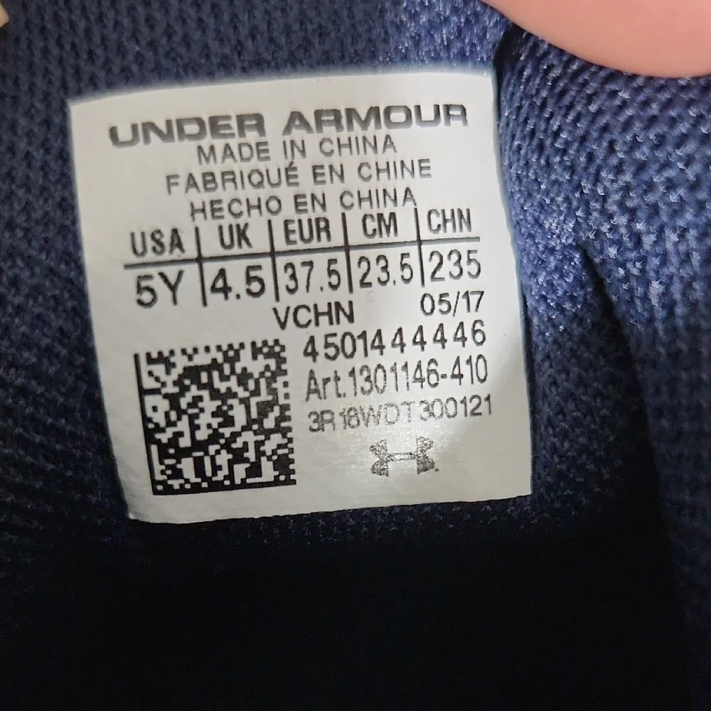 Under Armour Storm Sneakers High-Top Shoes Size 5Y Blue Green Gray